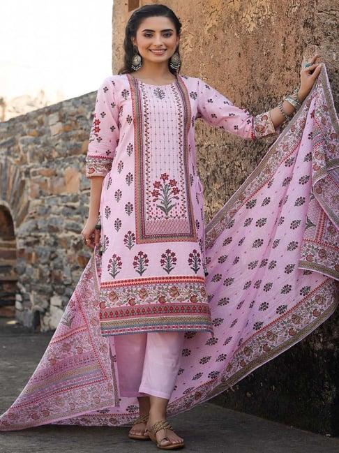 juniper lilac printed kurta pant set with dupatta