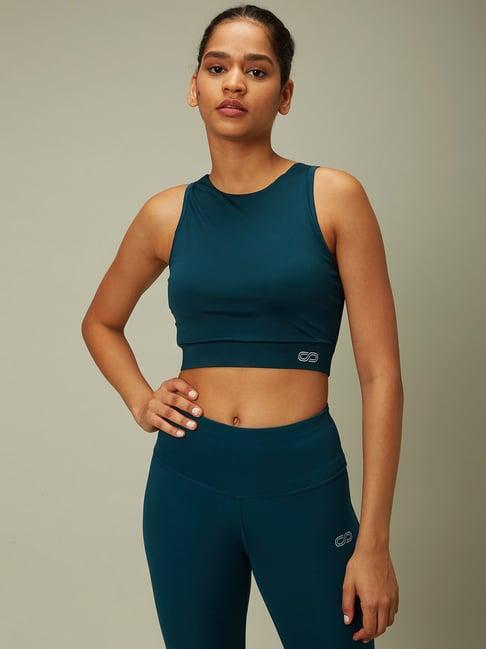 silvertraq teal regular fit crop top