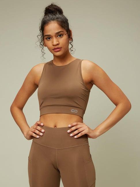 silvertraq brown relaxed fit crop top