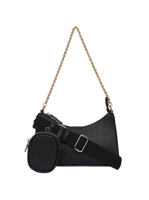 call it spring black solid medium sling handbag