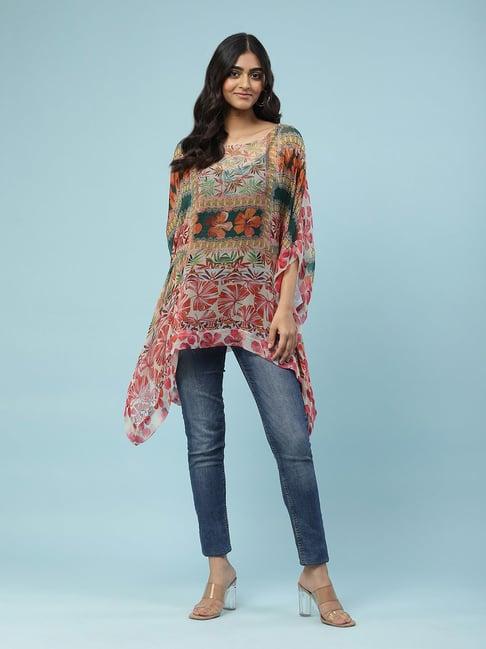 aarke ritu kumar multicolor floral print top with camisole