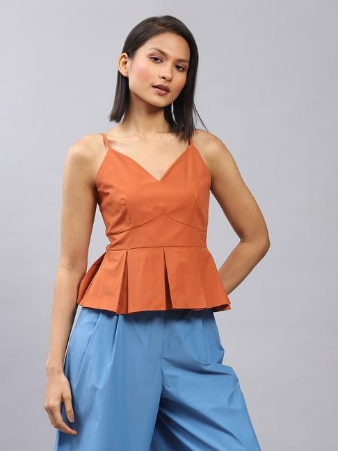 label ritu kumar brown peplum top