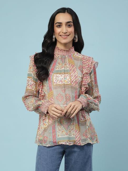 aarke ritu kumar multicolor printed top with camisole