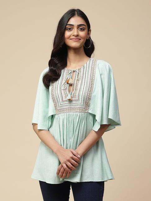 aarke ritu kumar mint green embroidered top