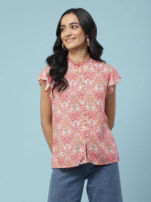 aarke ritu kumar pink printed shirt