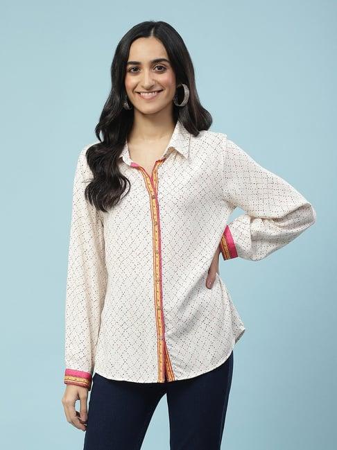 aarke ritu kumar off white printed shirt