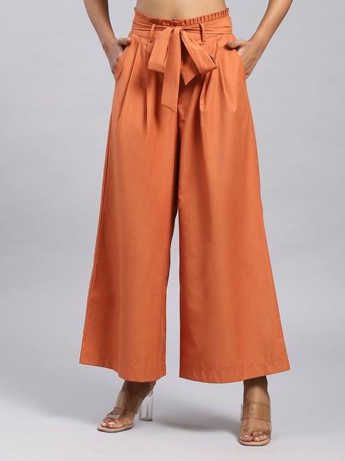 label ritu kumar brown relaxed fit mid rise pants