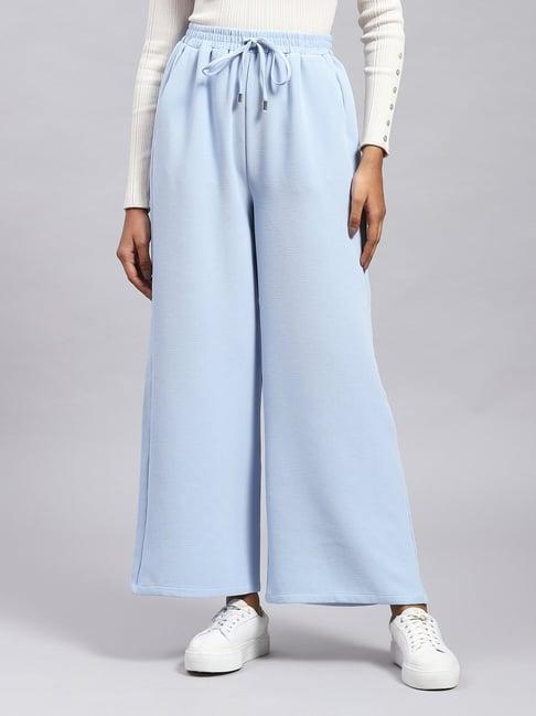 label ritu kumar light blue relaxed fit mid rise pants