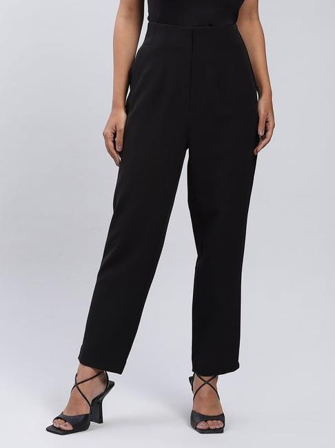 label ritu kumar black regular fit mid rise pants