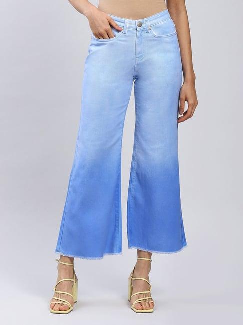 label ritu kumar light blue relaxed fit mid rise jeans