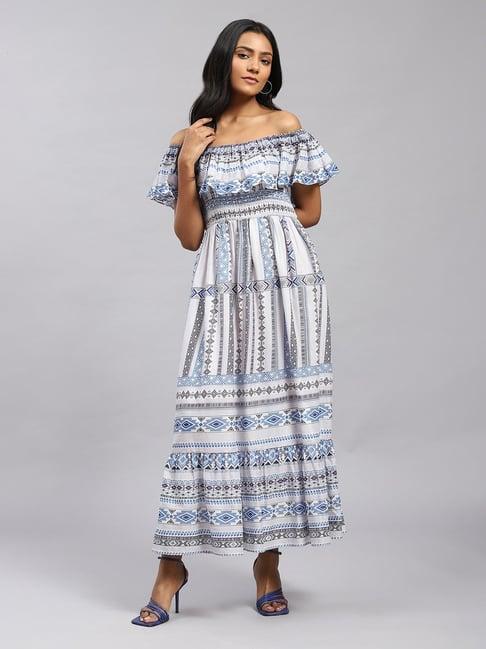 label ritu kumar light blue printed maxi dress