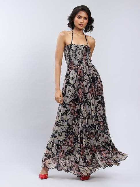 label ritu kumar black floral maxi dress