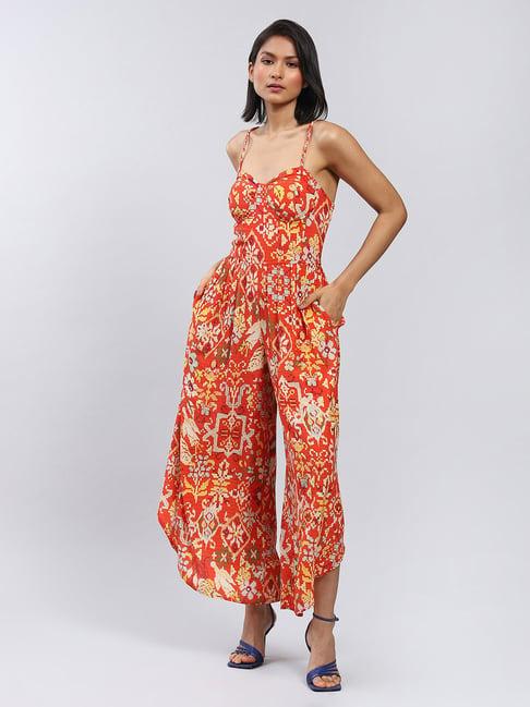 label ritu kumar orange floral jumpsuit