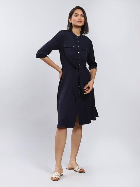 label ritu kumar navy shirt dress