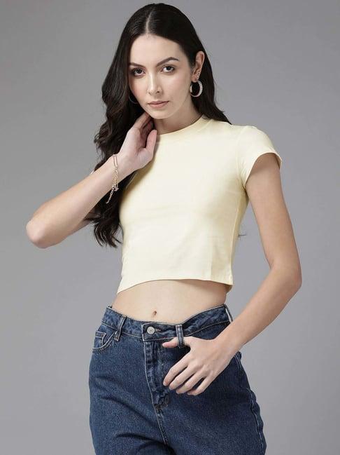 cayman cream cotton slim fit crop top