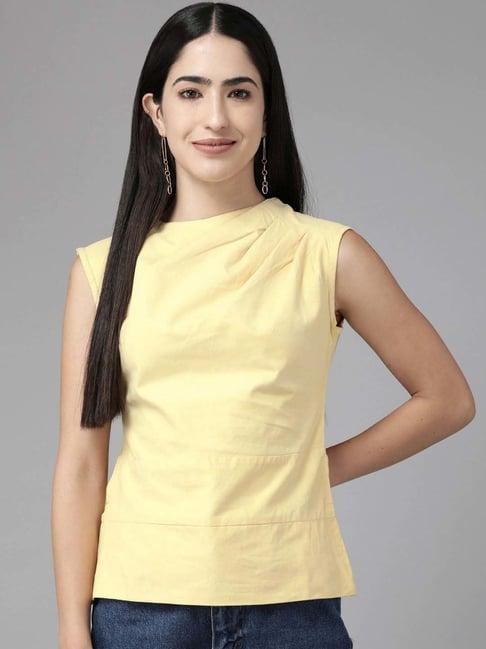 cayman yellow cotton sleeveless top