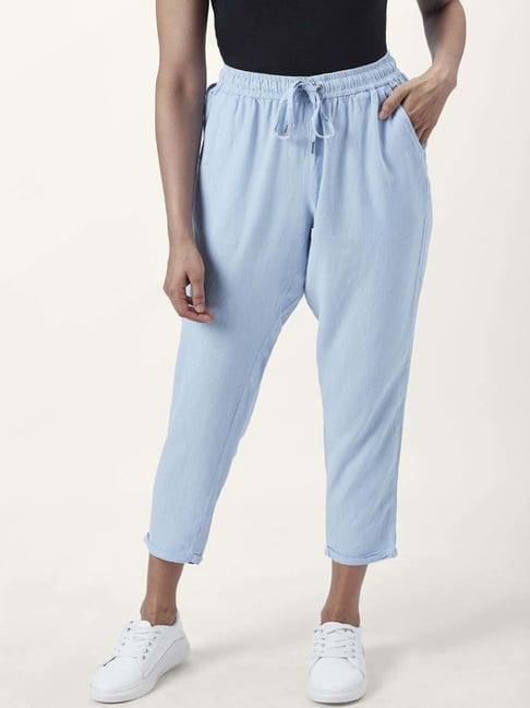 honey by pantaloons sky blue mid rise pants