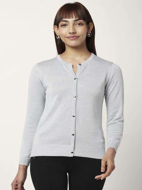 annabelle by pantaloons grey round neck cardigan