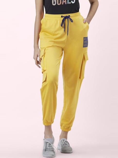 ajile by pantaloons yellow cotton track pants