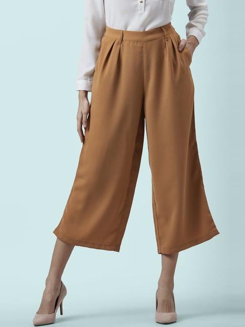 annabelle by pantaloons brown high rise culottes