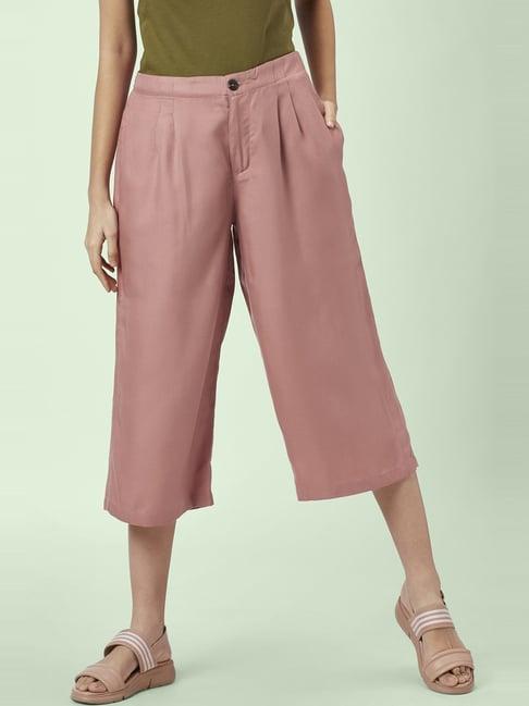 honey by pantaloons pink mid rise culottes