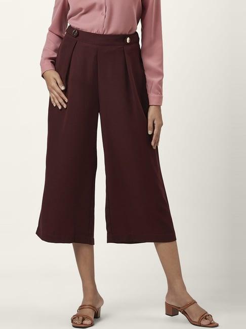 annabelle by pantaloons maroon high rise culottes