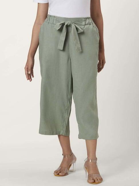 honey by pantaloons green high rise cropped pants