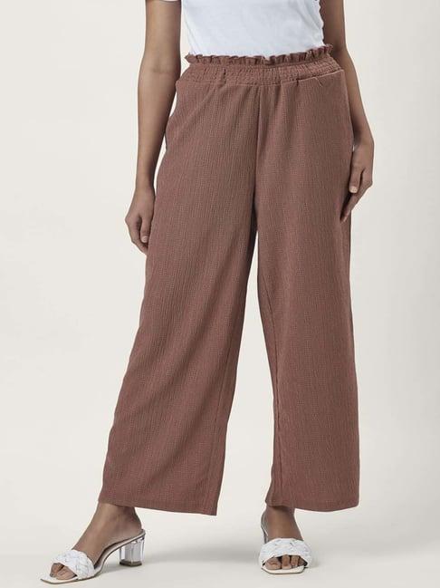 honey by pantaloons brown high rise palazzos