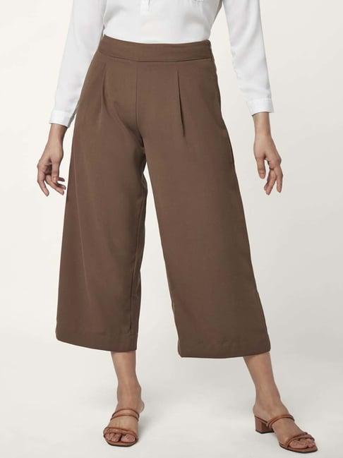 annabelle by pantaloons brown high rise culottes