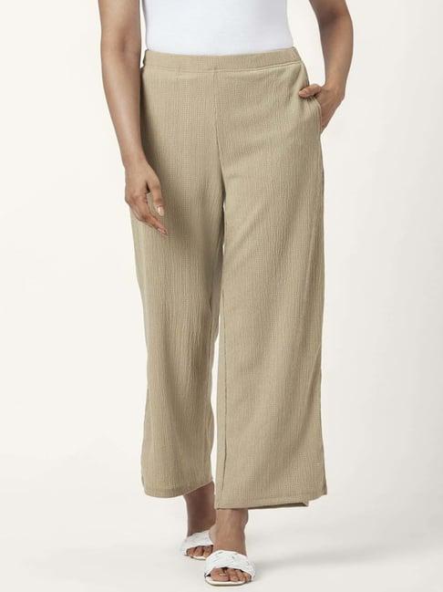 honey by pantaloons khaki high rise palazzos