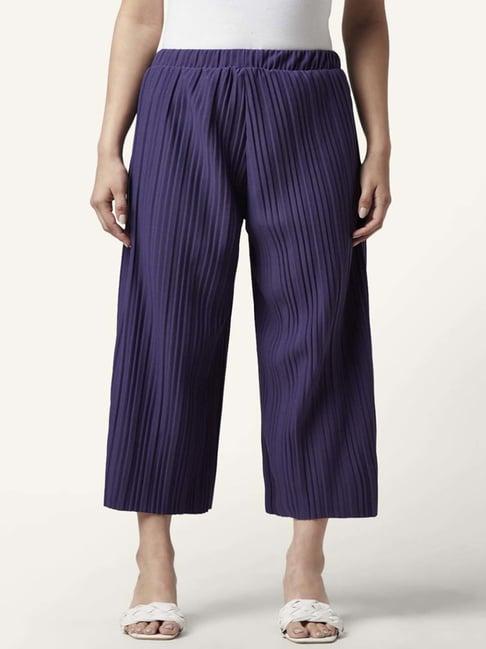 honey by pantaloons purple high rise cropped pants