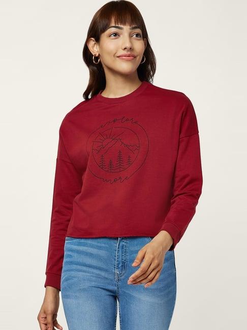 honey by pantaloons maroon cotton printed sweatshirt