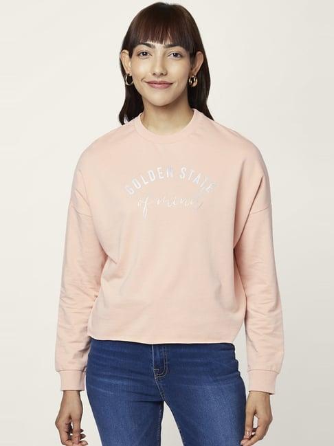 honey by pantaloons dusty pink cotton printed sweatshirt