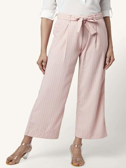 annabelle by pantaloons pink striped palazzos