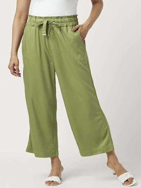 honey by pantaloons green mid rise palazzos