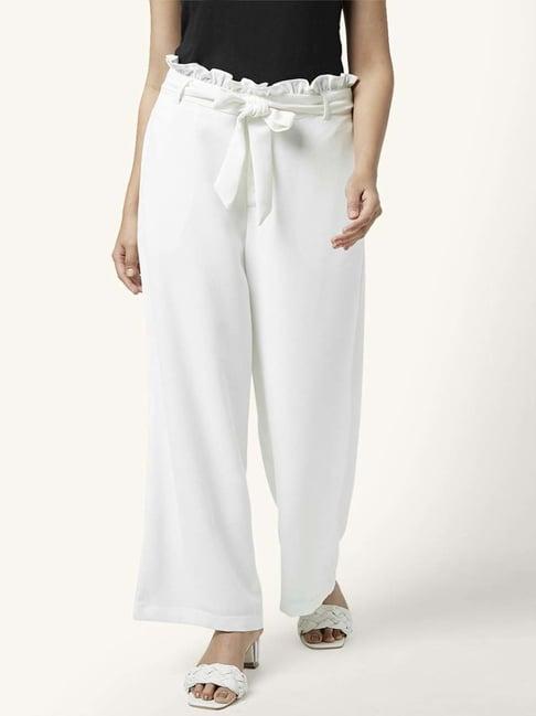 honey by pantaloons white mid rise palazzos