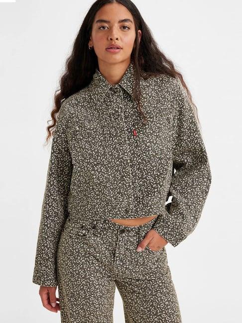 levi's slate grey floral print denim jacket