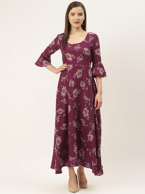 deewa purple floral print gown