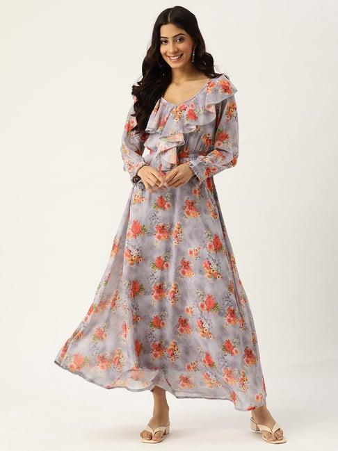 deewa grey floral print gown