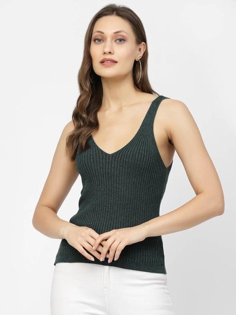 kalt green melange cotton tank top