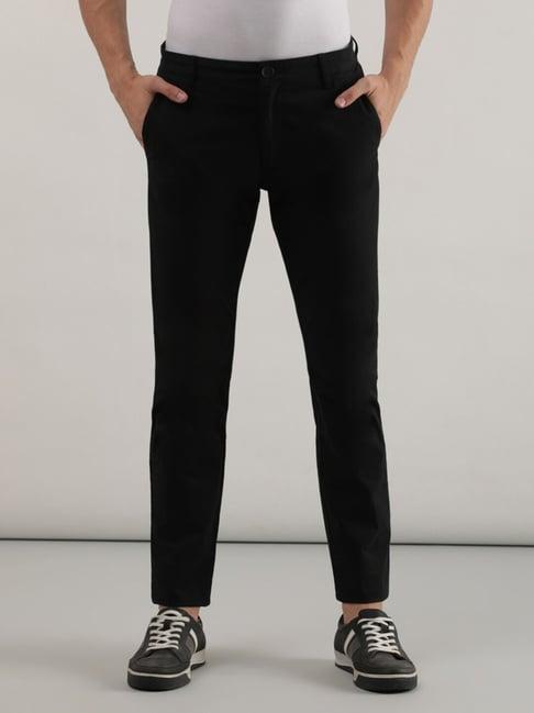 lee black slim fit flat front trousers