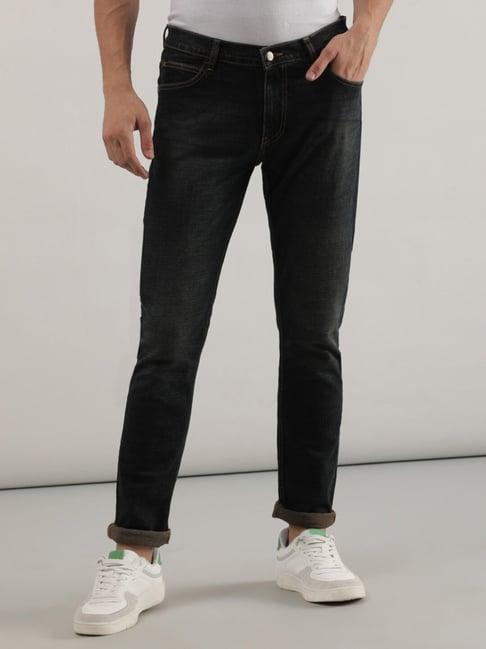 lee bruce dark blue skinny fit lightly washed jeans