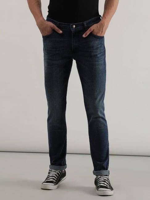 lee bruce blue skinny fit lightly washed jeans