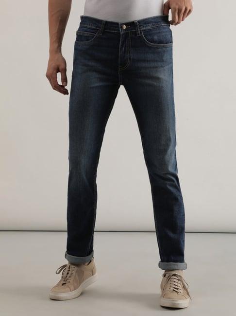 lee travis dark blue slim fit lightly washed jeans