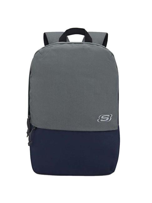 skechers 16 ltrs grey & blue medium laptop backpack