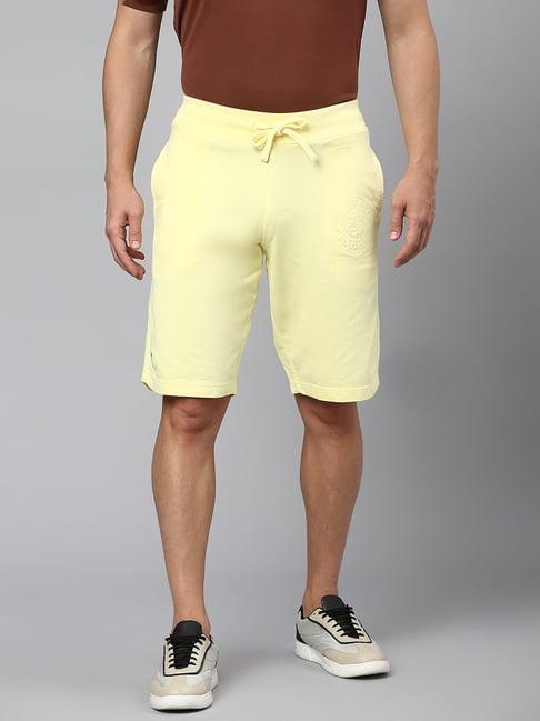 beverly hills polo club yellow regular fit cotton shorts