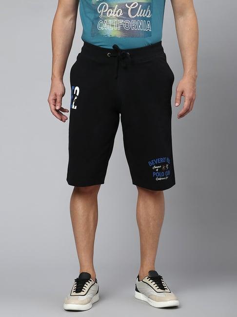 beverly hills polo club black regular fit cotton shorts