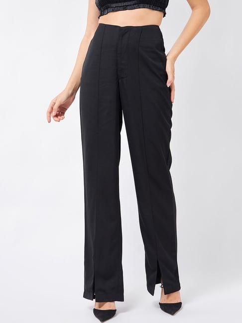 magre black regular fit trousers