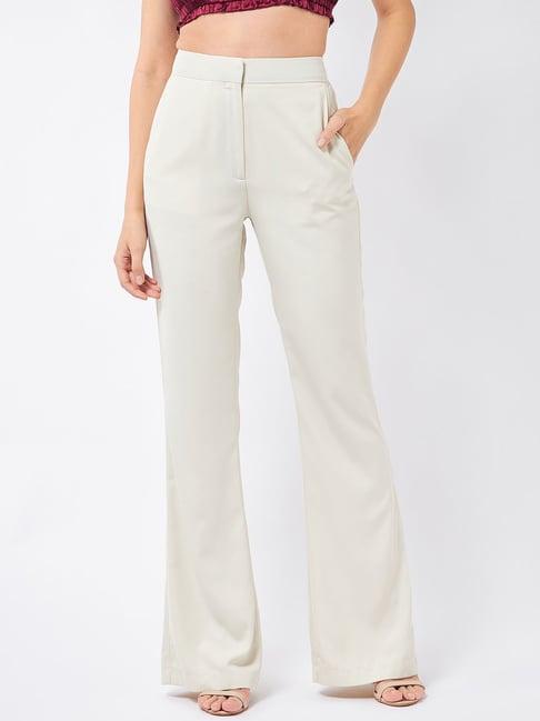 magre beige regular fit trousers