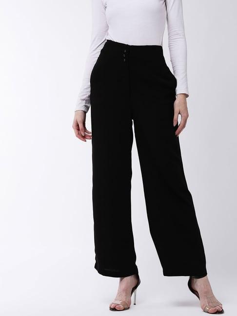 magre black regular fit trousers